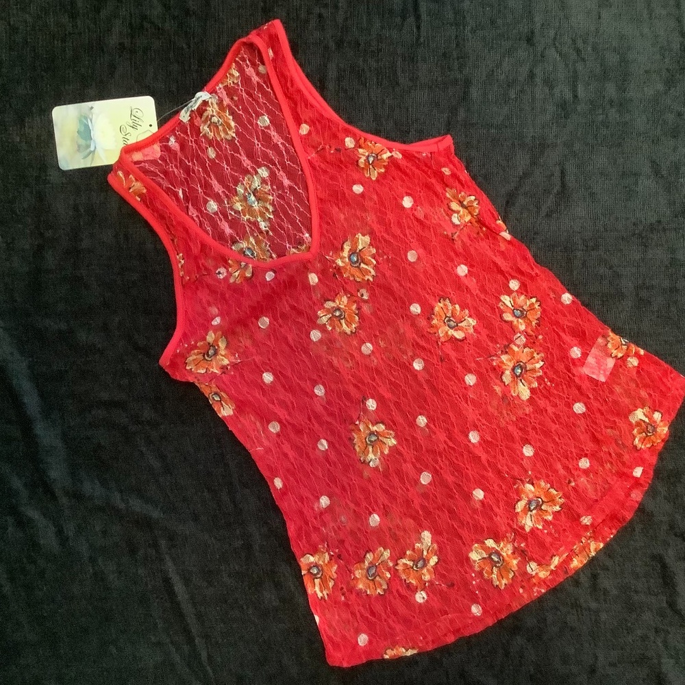 Sheer Floral Tank Top